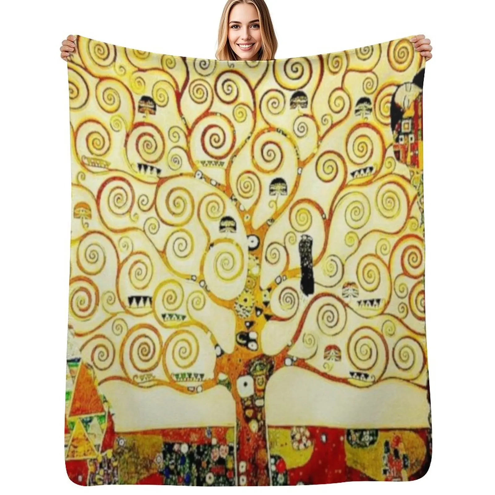 

The Tree of Life by Gustav Klimt | Art Nouveau Symbolism Throw Blanket Luxury Plush heavy to sleep Heavy Blankets