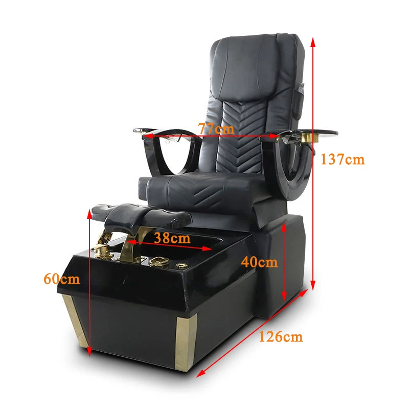 Modern nails shop equipment beauty salon manicure chair luxury black gold foot spa pedicure chair with massage