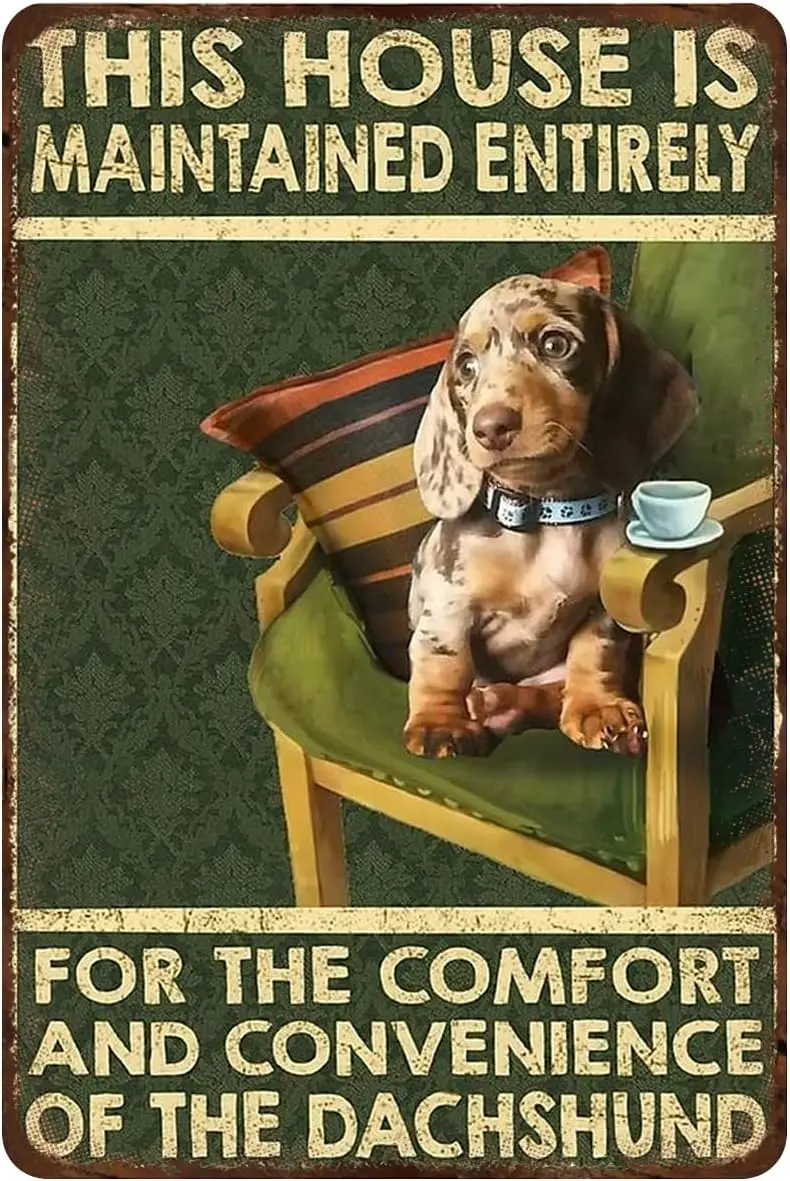 Metal Sign This House is Maintained for The Comfort of The Dachshund Vintage Kitchen Signs Wall Decor Aluminum Signs for