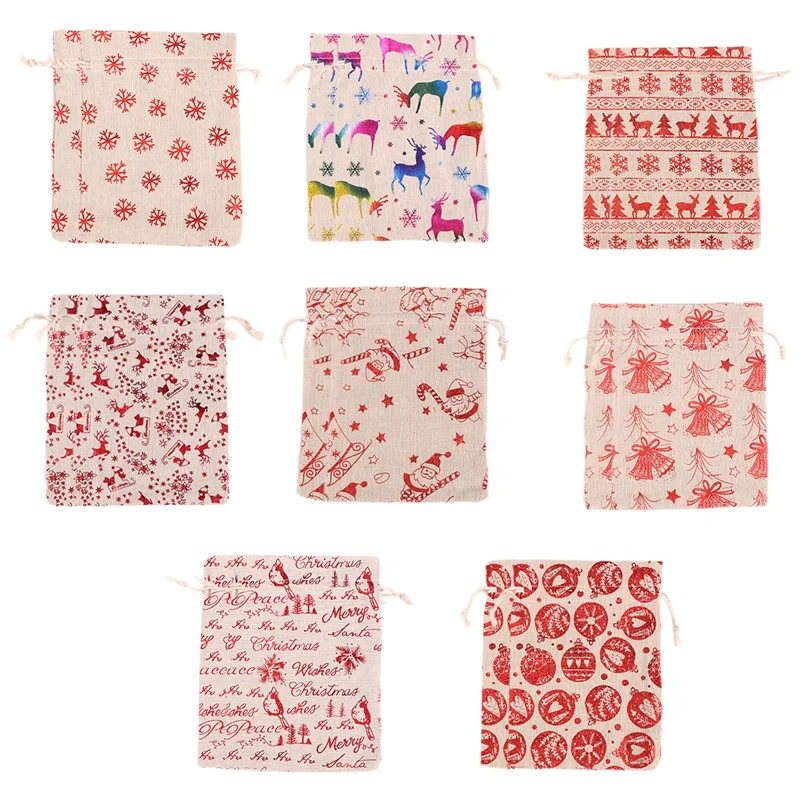 A59E-16Pcs عيد الميلاد الرباط حقائب للهدايا الخيش ، هدية الحقيبة أكياس جودي ل مغلفة الحلوى هدية عيد الميلاد حفلة لصالح الإمدادات