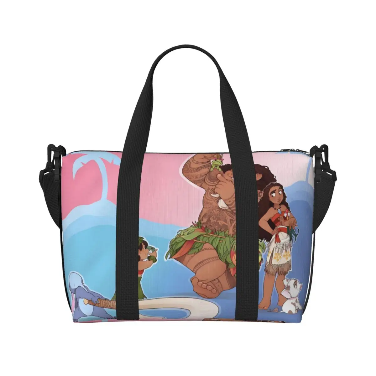 

Custom Moana Cartoon Tote Bag Women Large Capacity Gym Beach Shoulder Travel Bag