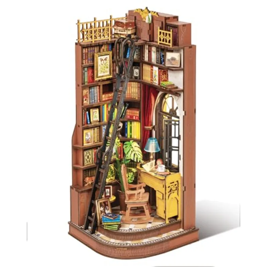 

Набор для создания книжного уголка DIY: 3D-пазлы «Тихий уголок» для учебы, креативный британский книжный уголок, декор для книжной полки для взрослых, миниатюрные наборы для сборки крошечных домиков