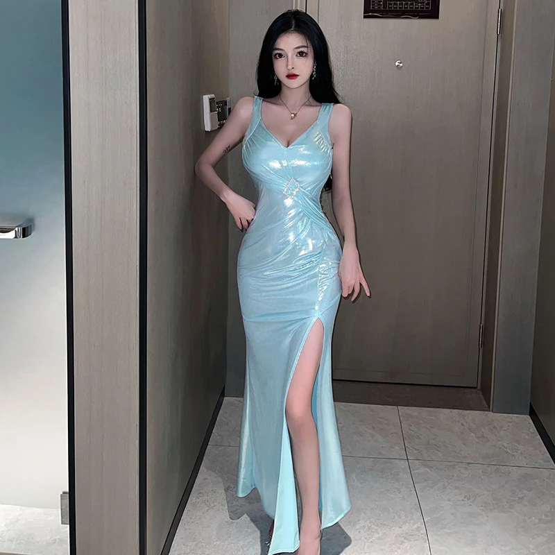 

Chic Elegant Prom Dresses for Women 2023 Crystal Buckle Brilliant Long Luxury Evening Dresses Sexy Club Bodycon Female Y2k