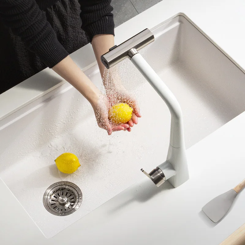 

White under-counter vegetable wash basin large single sink kitchen sink granite wash