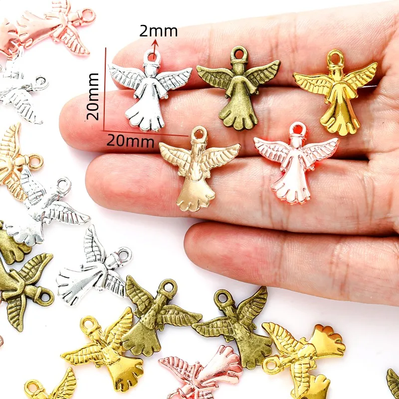 10pcs 5 Color Alloy Metal angel Charms For Earring necklace Pendants DIY Handmade Jewelry Accessories Making 20*20mm I247