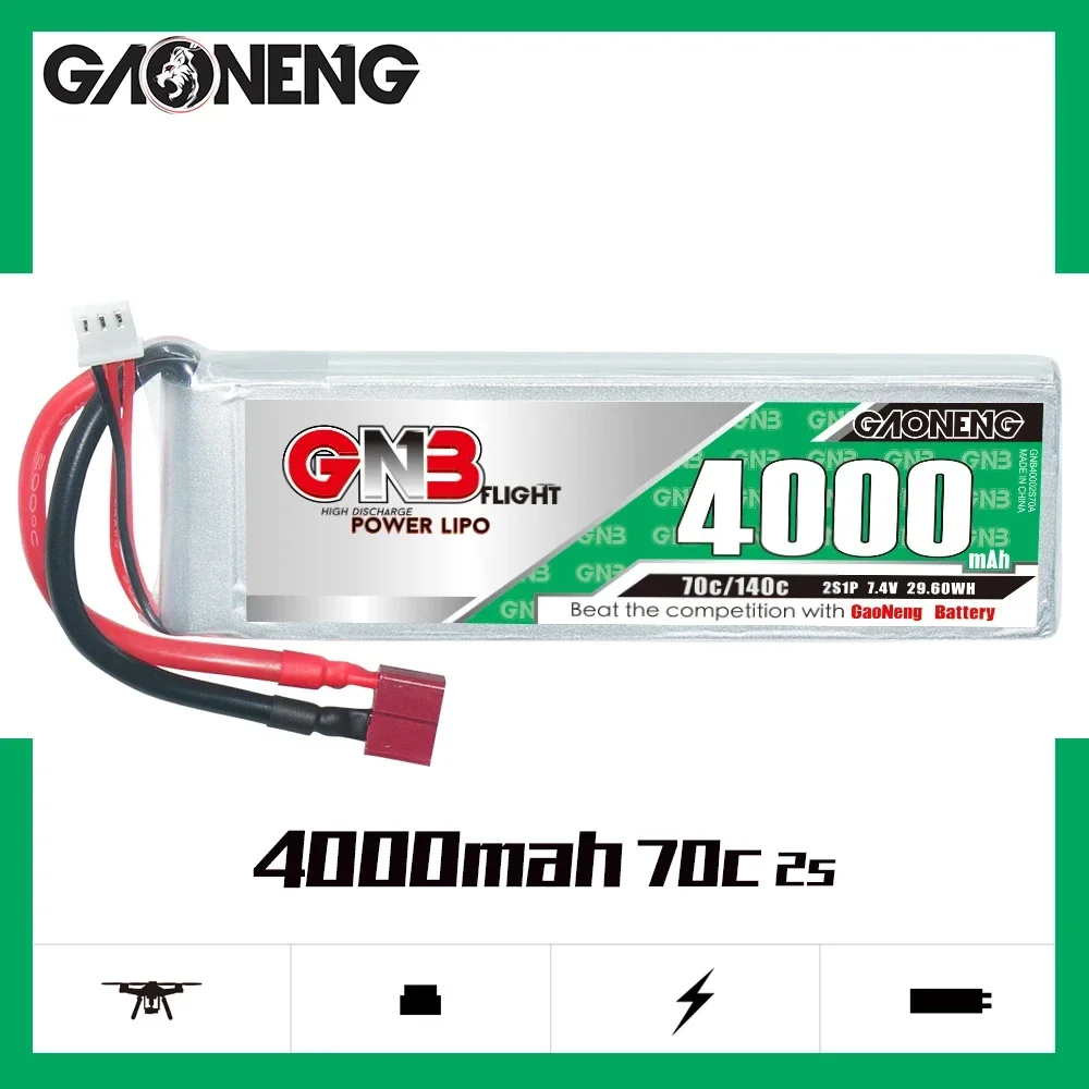 GAONENG GNB 3500mAh/4000mAh 2S 70C 7.4V XT60 Deans T Plug High Rate LiPo Battery For 1/10 and 1/8 scale RC Car Boat Priority