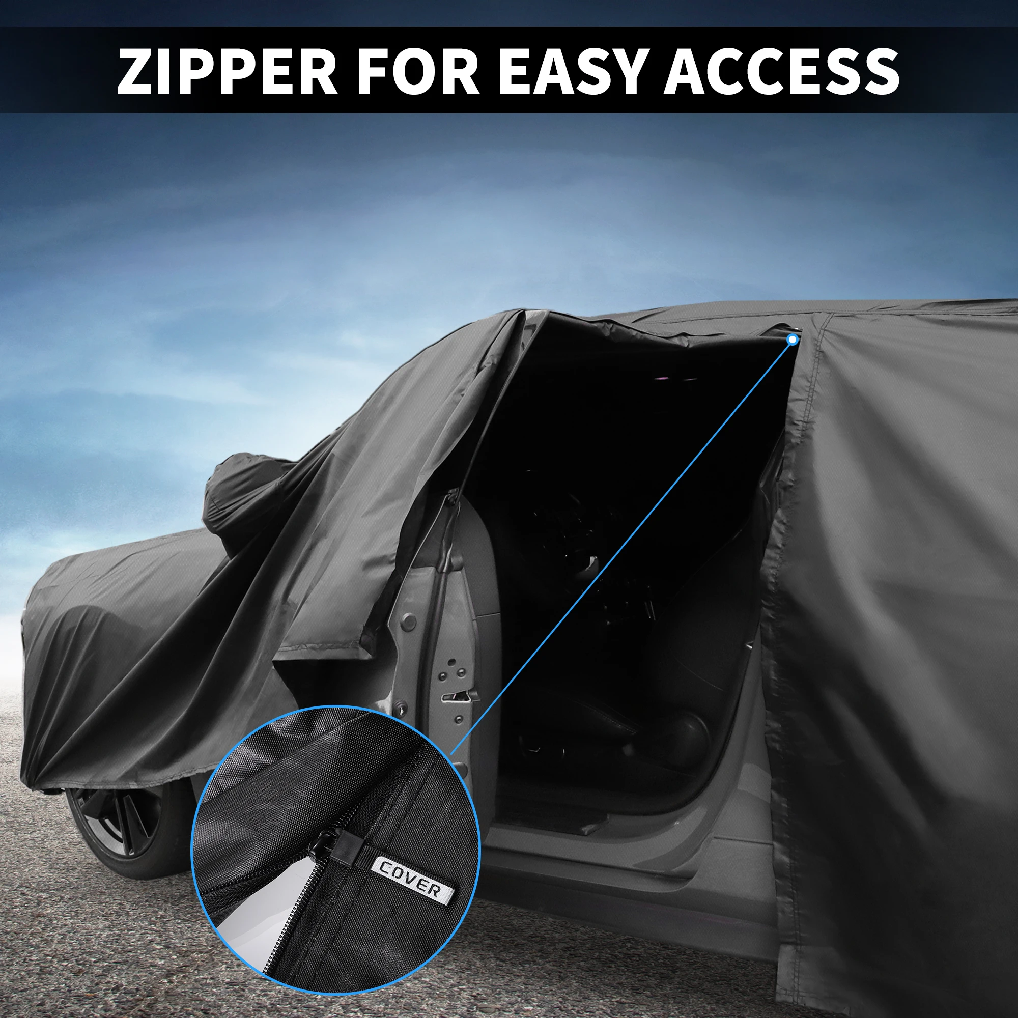 UXCELL for Honda Pilot 210D-PU Outdoor Full Car Cover All Weather Windproof Sun Rain Snow Protection with Driver Door Zipper