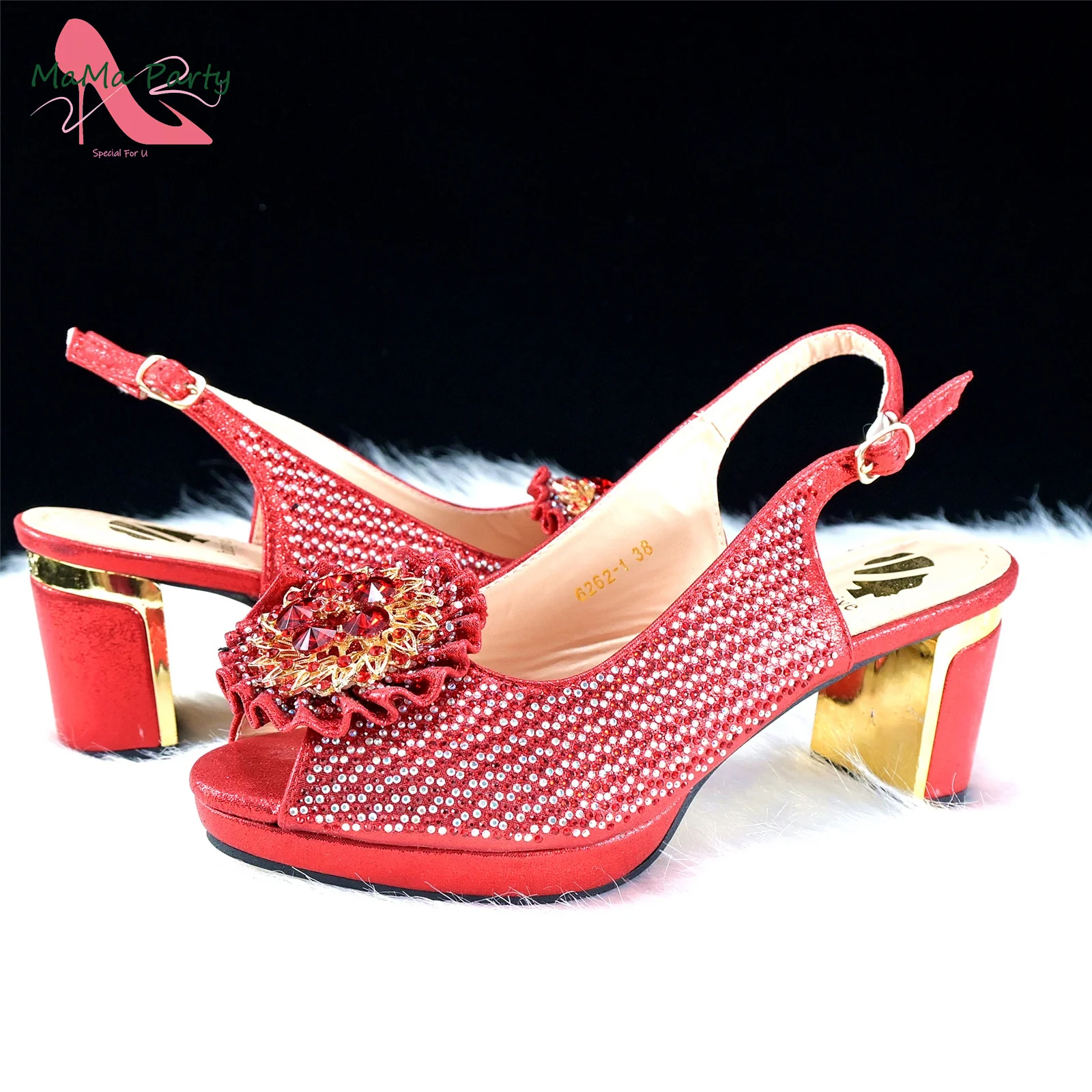 Novelty New Arrivals Young Girl Styl African Women Shoes and Bag Set in Red Color High Quality INS Hot Sale Classics Sandals