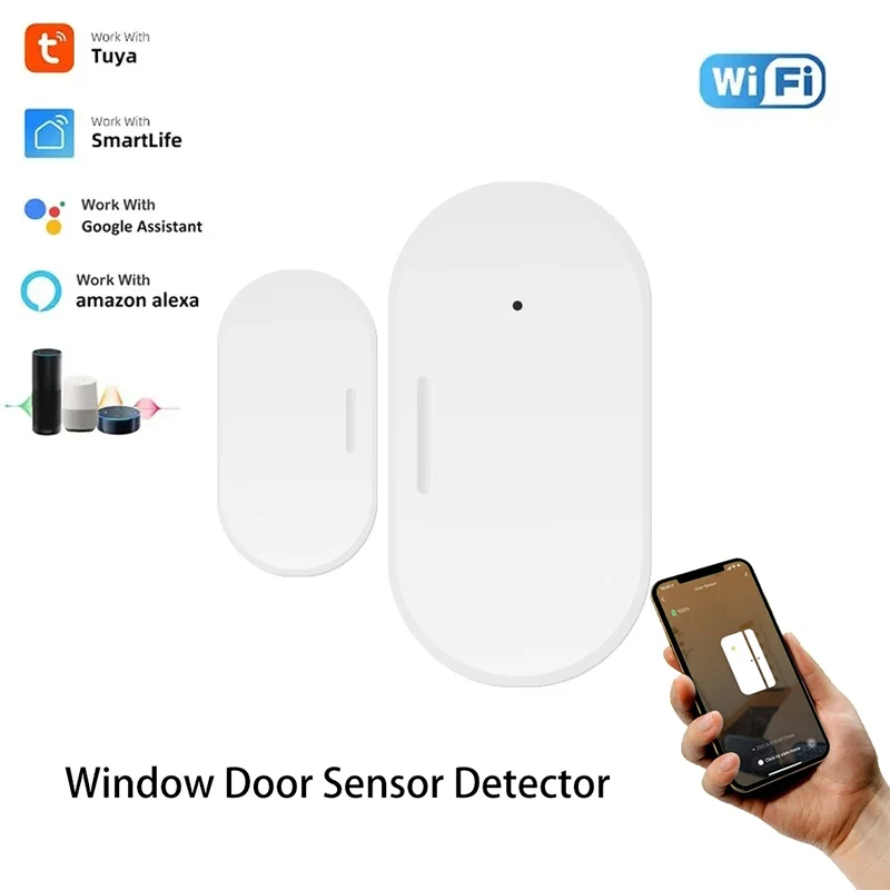 

Датчик открытия двери Tuya Zigbee, умный датчик безопасности для дома, магнитный контактный датчик для автоматических раздвижных дверей, поддержка Alexa и Google