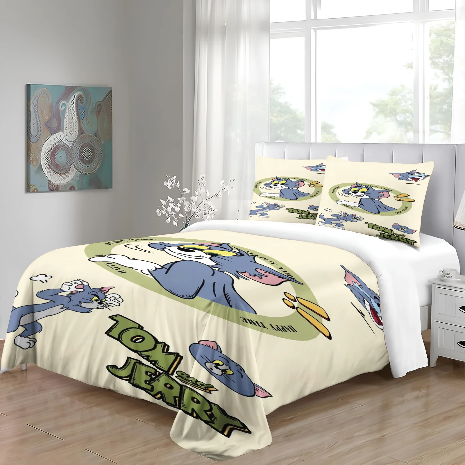 ชุดผ้าปูที่นอนลายแมวน่ารัก ลาย - 3D Printing Quilting บทวิจารณ์และราคา