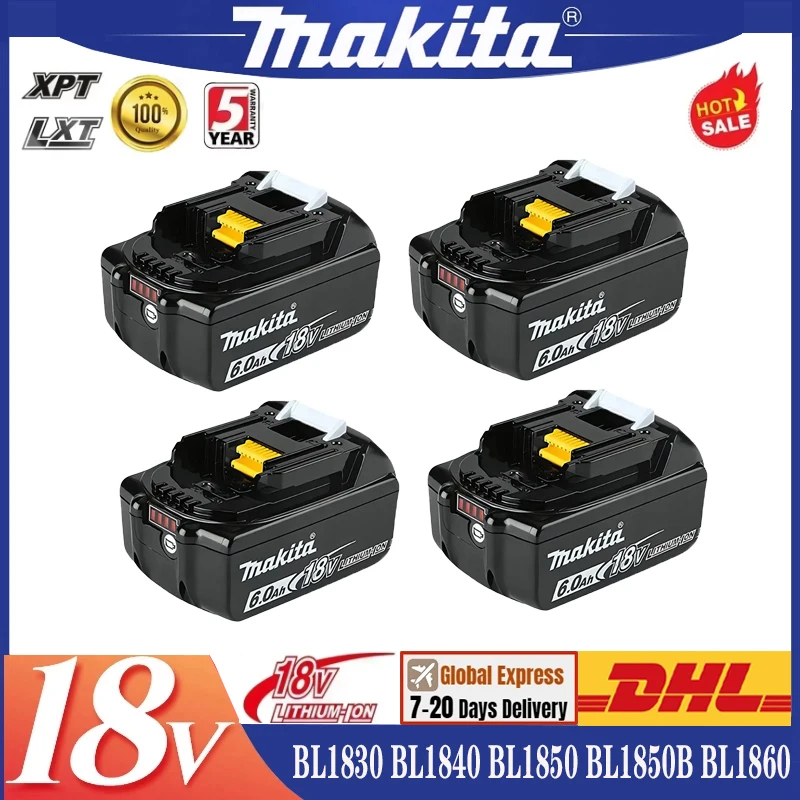 

Makita 18V Battery 6Ah 18650 Lithium ion Replacement BL1860B BL1860 BL1850 Rechargeable Power Tool Battery DDF486 DF488