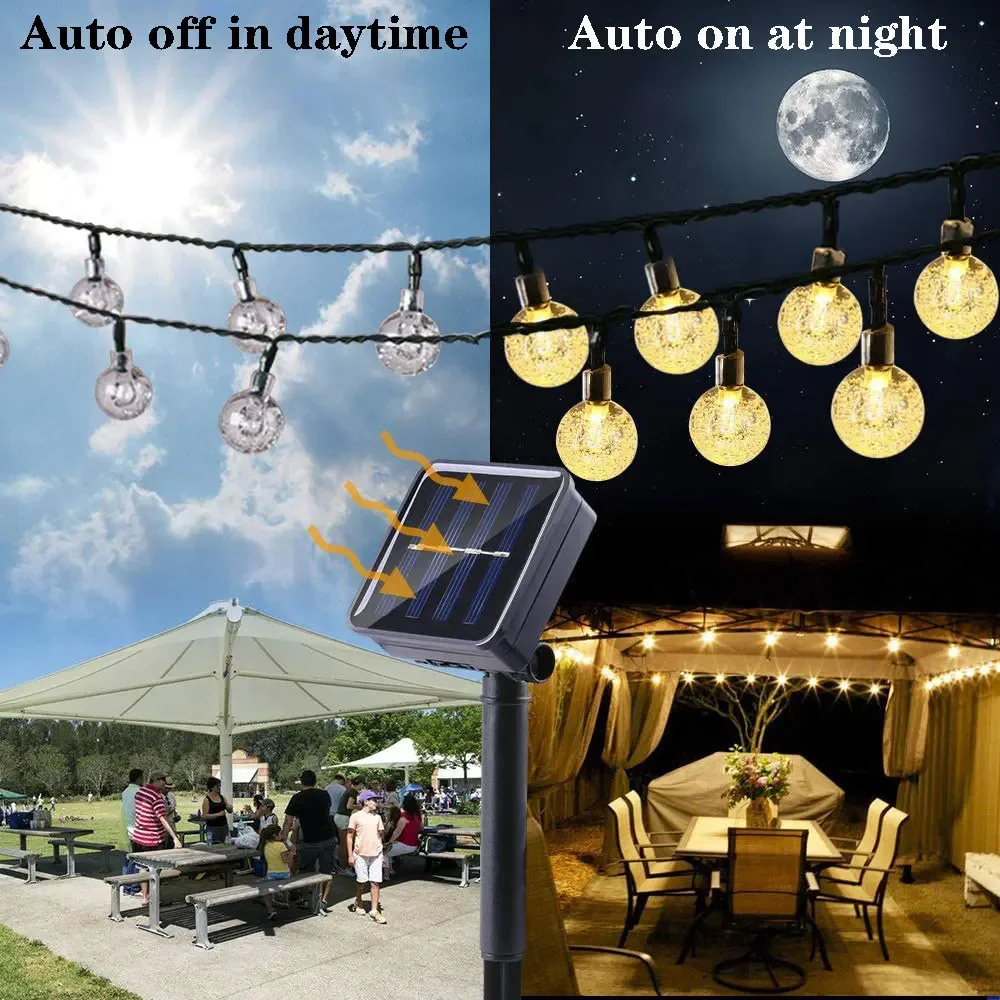 Garden Solar Light String Festoon LED Bubble Ball Outdoor Solar Garland Wedding Holiday Party Camping Party Room Decoration
