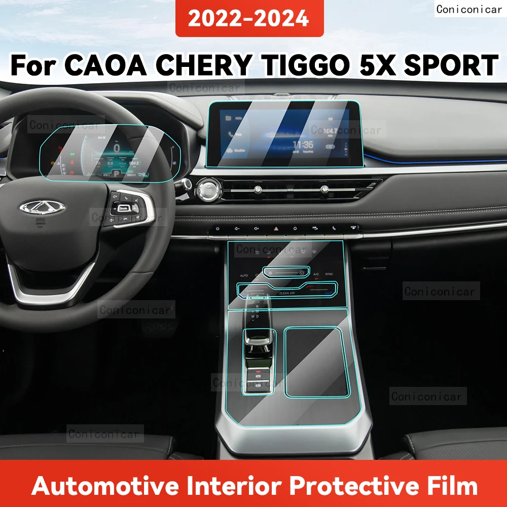 

For CAOA CHERY TIGGO 5X SPORT 2022-2024 Transparent Protective Film Car Interior Central Control Navigation Panel Auto Sticker