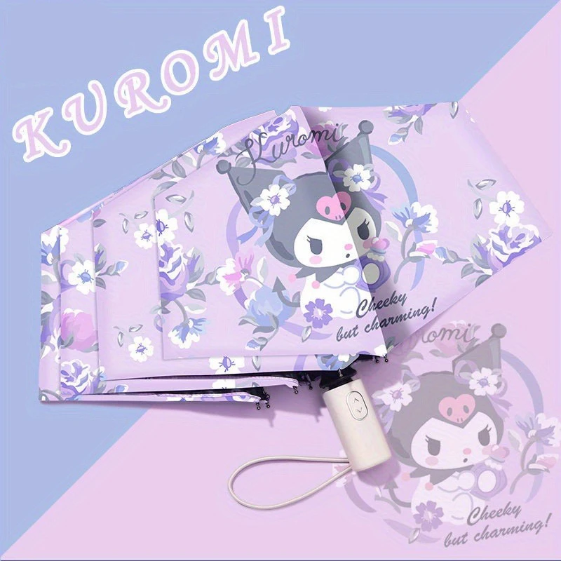 Kuromi Cinnamoroll Pattern Automatic Folding Umbrella With UV Protection, Casual Portable Lightweight Umbrella For Men & Women