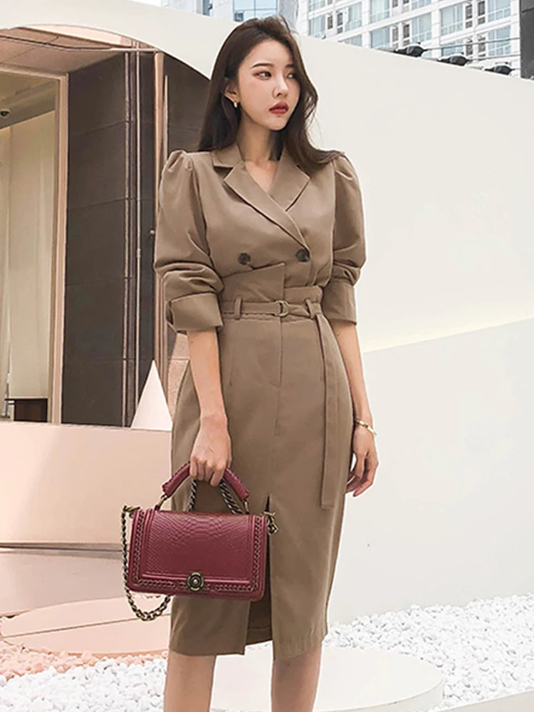 Autumn Spring Comfortable Work Style 2 Pieces Women Sets Double Breasted Jacket And Slim Pencil Jacket New Arrival Fashion Sets