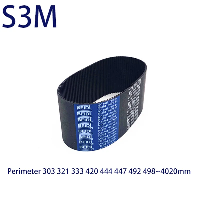 

S3M Timing Belt Rubber Closed Loop Length Perimeter 303 321 333 420 444 447 492 498~4020mm Width 6mm 10mm 15mm 20mm Pitch 3mm