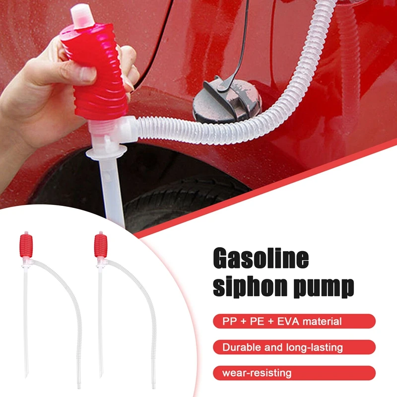 2Pcs Universal Fuel Transfer Siphon Pump - Large Squeezing Syphon For Lawn Mowers & Manual Pumping Petrol, Water,Alcohol