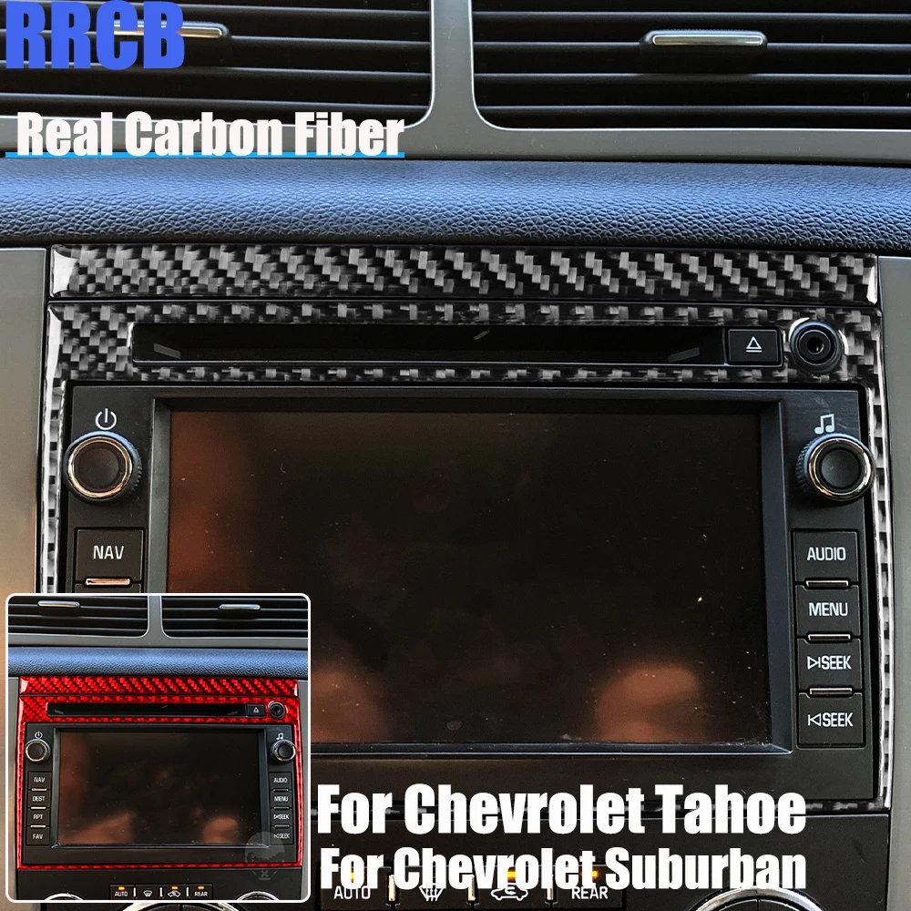 

Real Carbon Fiber Car Accessories Navigation Frame Decorative Trim Soft Cover Sticker For Chevrolet Tahoe/Suburban 2007-2014