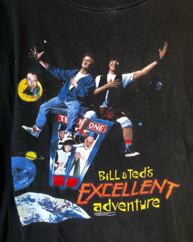 Vintage 1990 Bill and Teds Excellent Adventure Movie Promo T Shirt XL RARE Cult