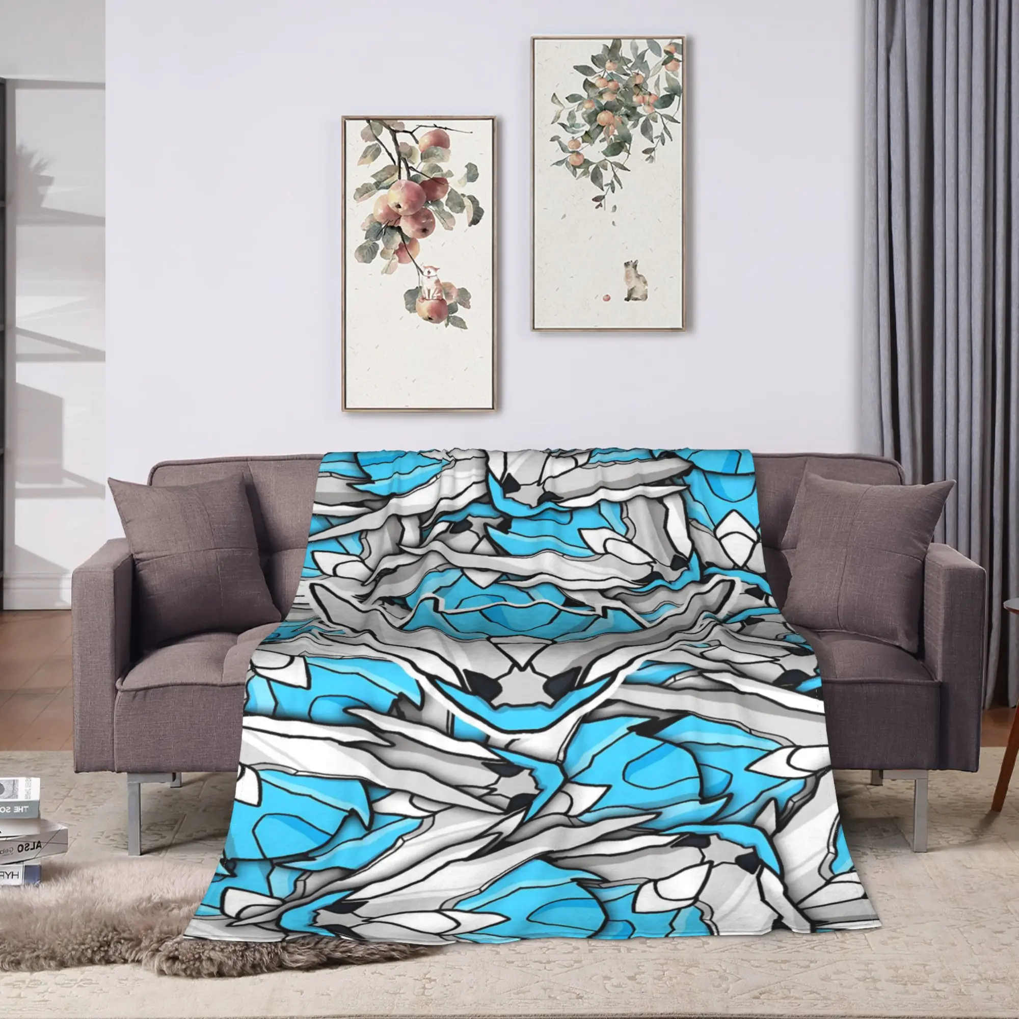 Light Blue Lineart Kamen Rider Manga Flannel Blanket  Super Warm Throw Blanket for Couch Chair Fluffy Bedspread Sofa Bed Cover
