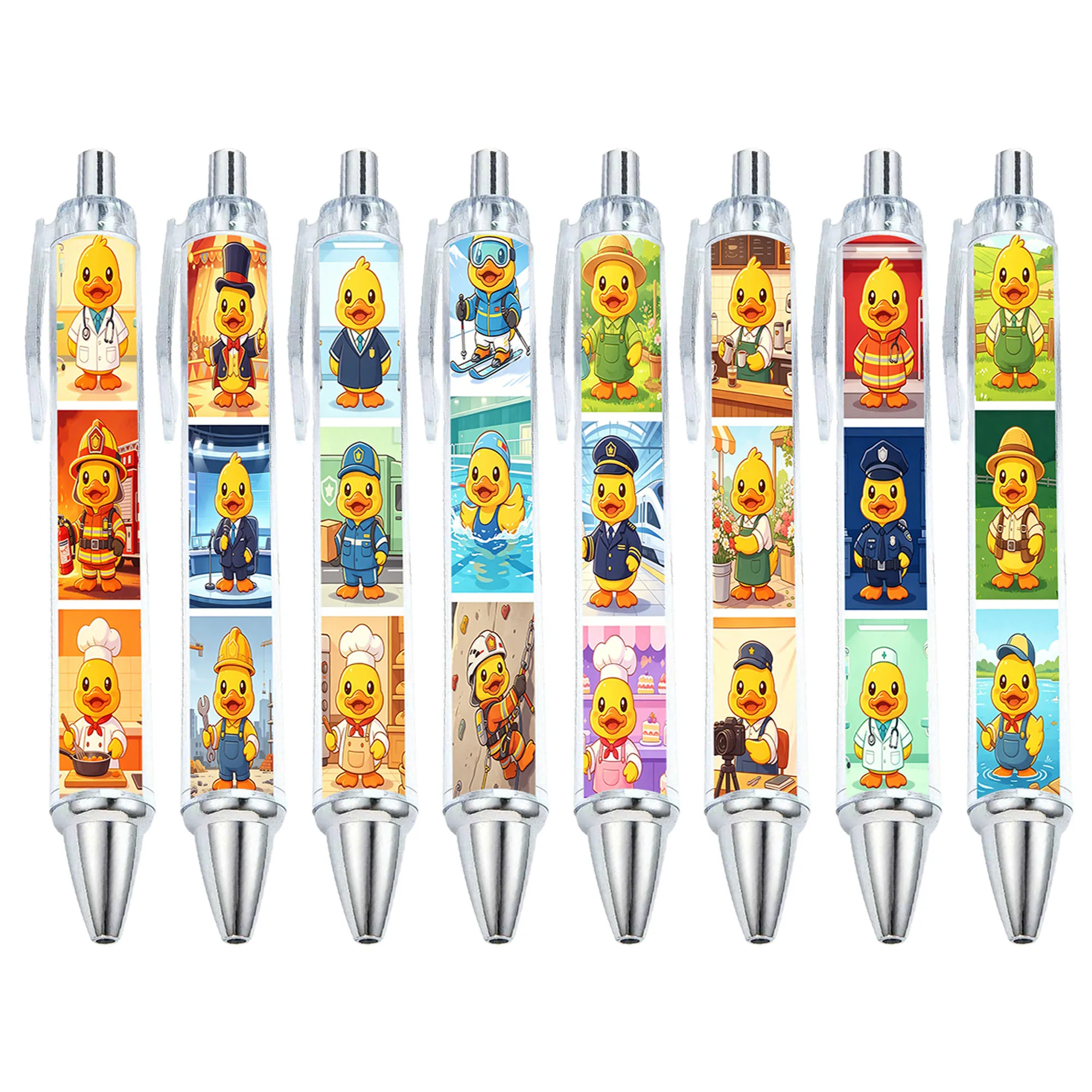 7pcs/8pcs Various Duck themed ballpoint pens Creative Duck series Gift pens Teacher School Random Pattern