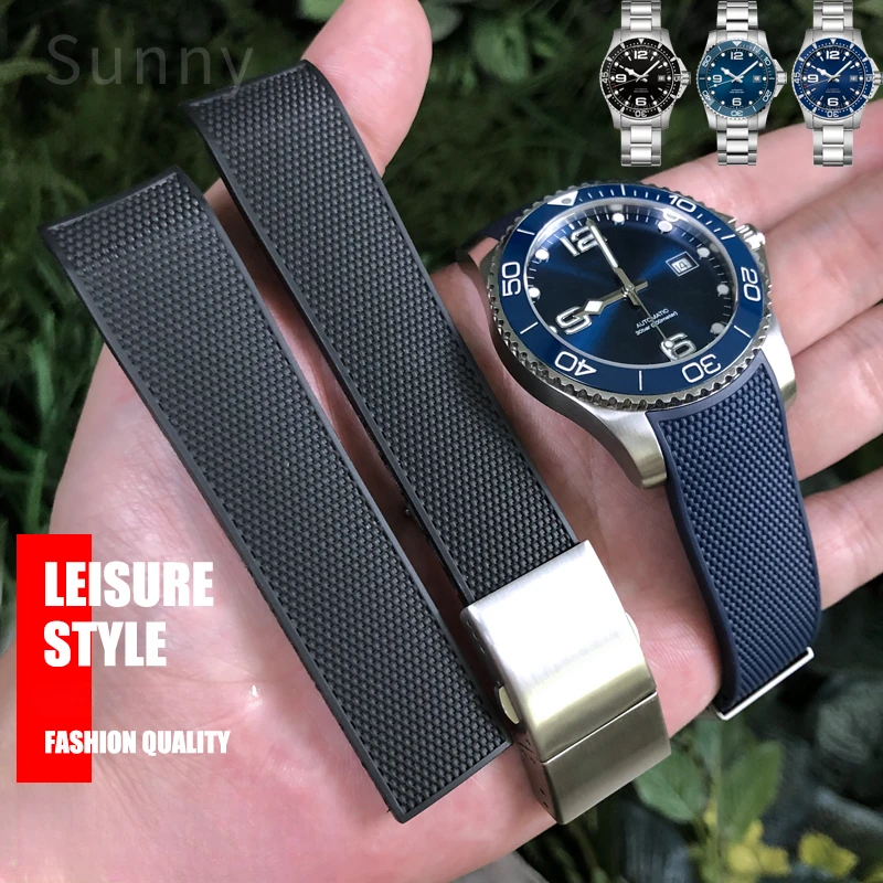 

For Longines Conquest Anti-Allergy Watchband L3.742/781/782/644/642 Series with Tool Waterproof Rubber 21mm Accessories