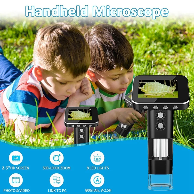 Portable Microscope With 3.5 Inch LCD Screen,Handheld Digital Microscope For Kids