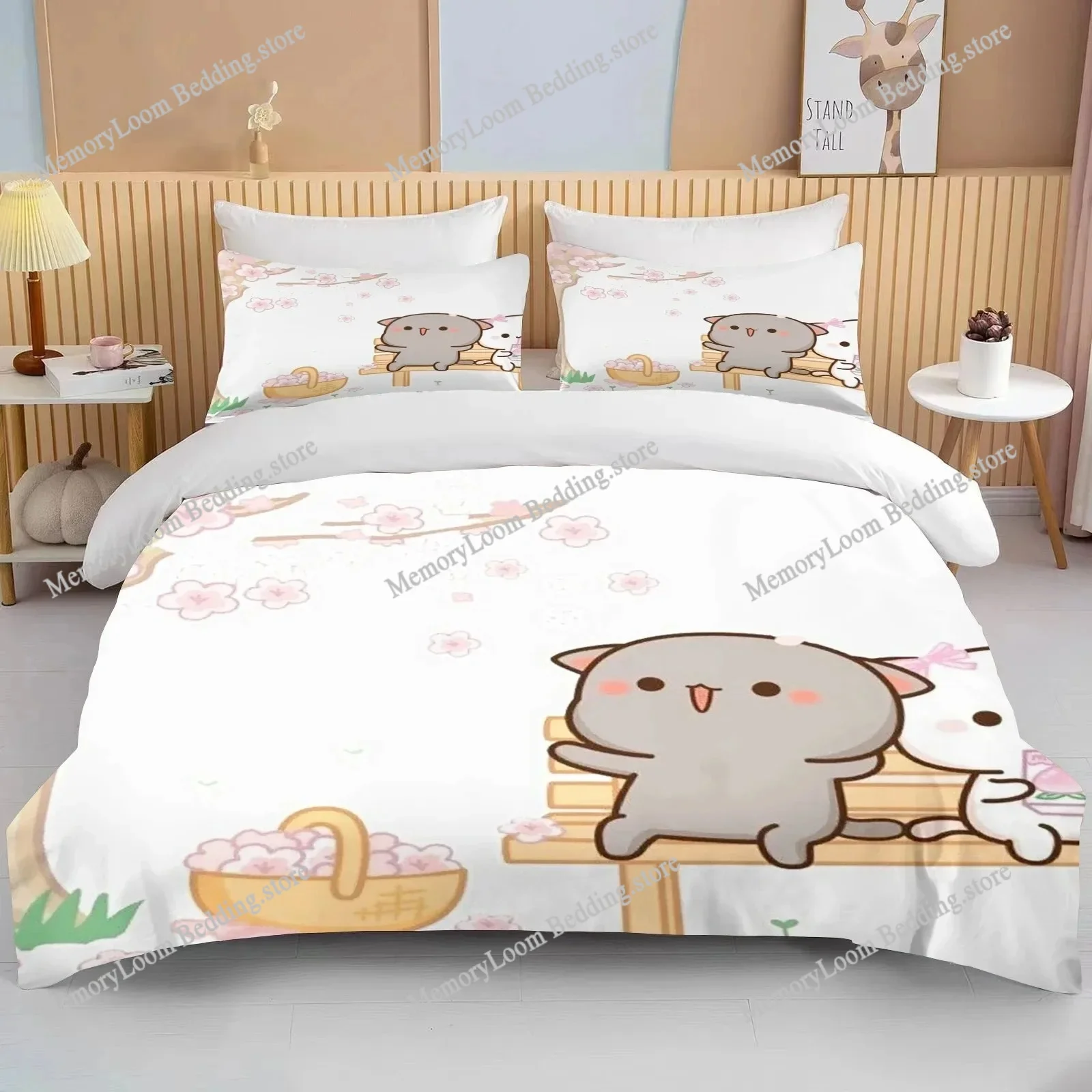 Bubu Dudu Cartoon Cute Bear Kawaii Christmas Gift King Twin Double Child Bedding Set Microfiber or Polyester Duvet Cover Set