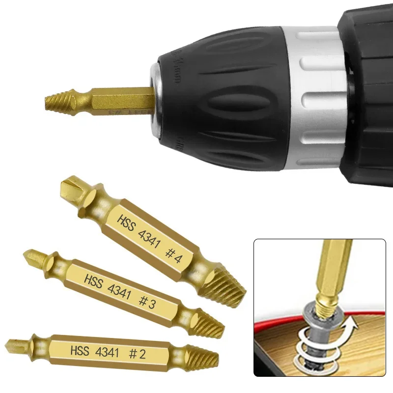 Juego de brocas extractoras de tornillos dañados, Extractor de tornillos rotos despojados, herramientas de demolición fáciles de sacar, 6 uds.