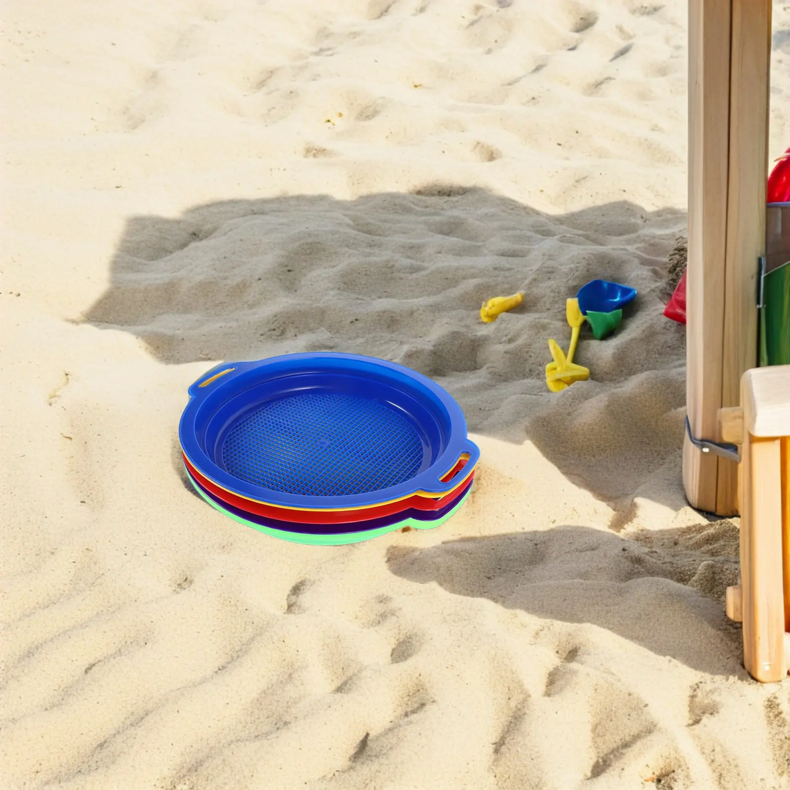 5Pcs Beach Sand Sifter Set Colorful Mesh Sieves for Kids Sandbox Backyard Pool Sea Shell Rock Sifter Outdoor Fun