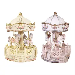 3 Horse Rotate Play Music Carousel Horse Music Box for Mom Girlfriend Women