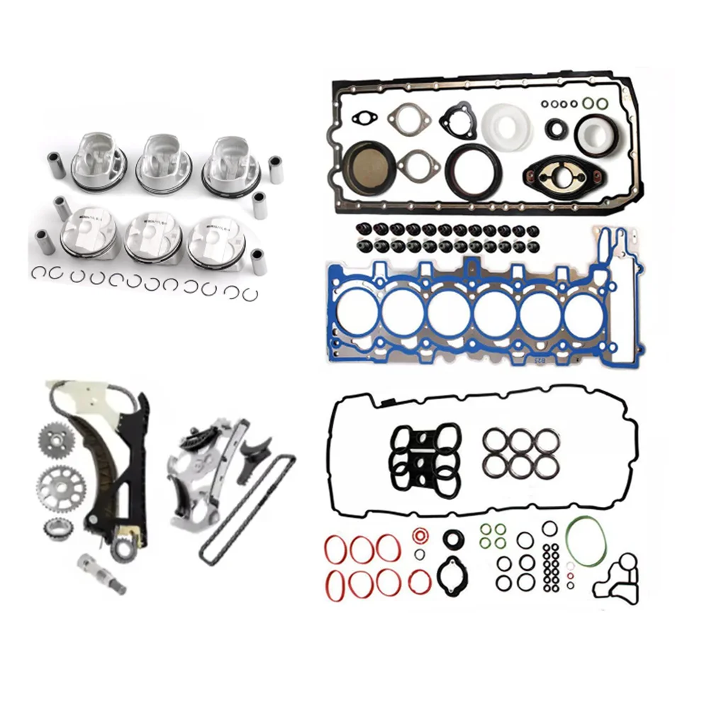 AUTO Engine Cylinder Head Gasket Piston Rings Set Timing Chain Fits FOR BMW N52B25 2.5L L6 GAS DOHC 2005-2013