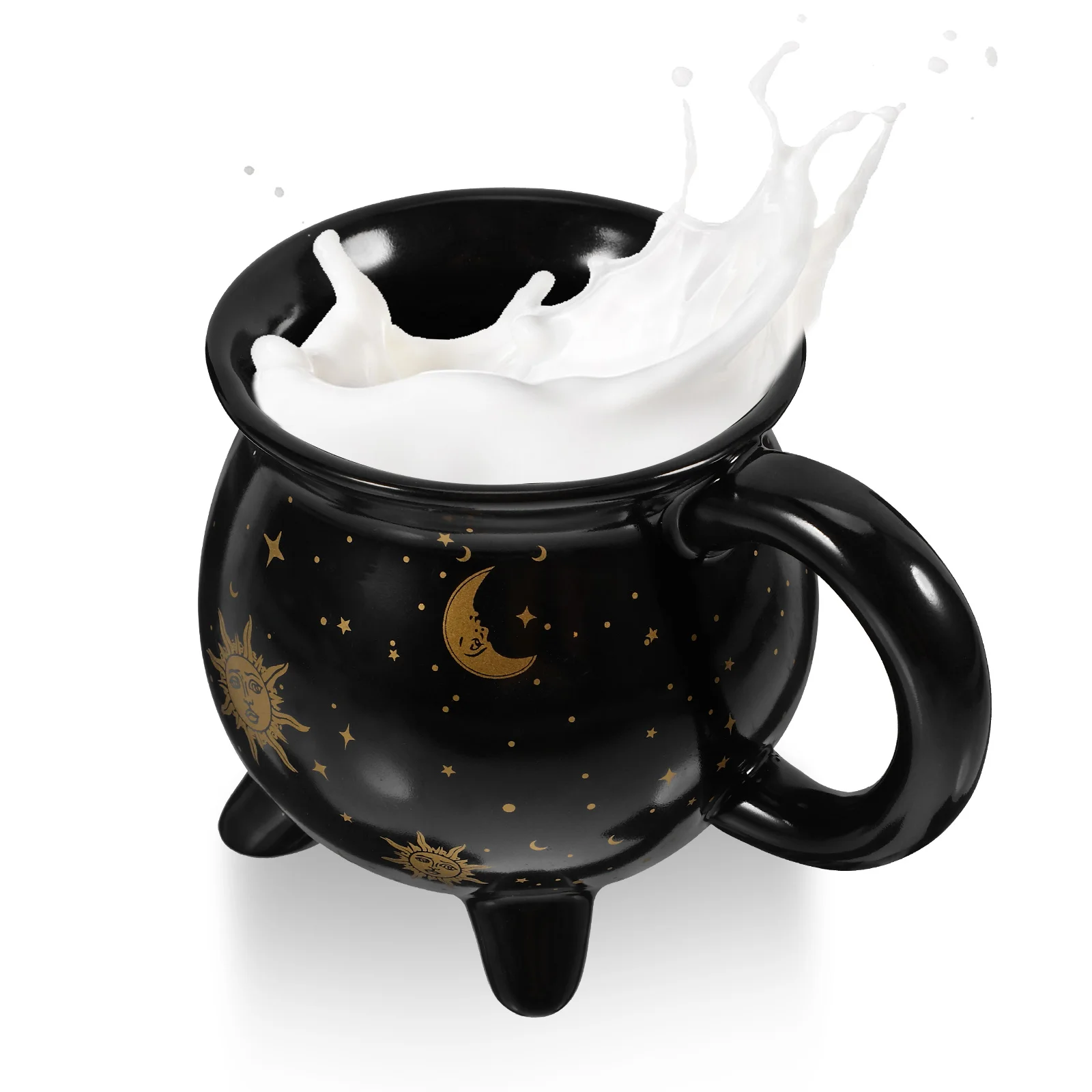

Ceramic Witch Mug Cauldron Style Coffee Cup Wide Mouth Comfortable Handle for Home Restaurant Bar Halloween Present