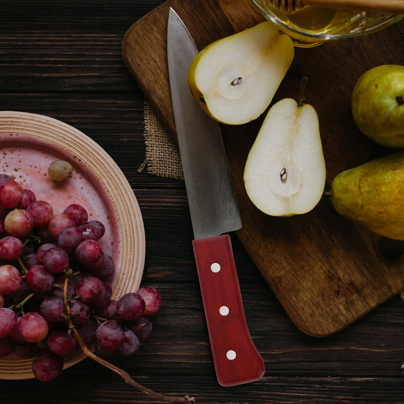 

1 set 1 Set Replacement Red Pear Wood Handle Ergonomic Resistant Smooth Polished Long Lasting Easy Install