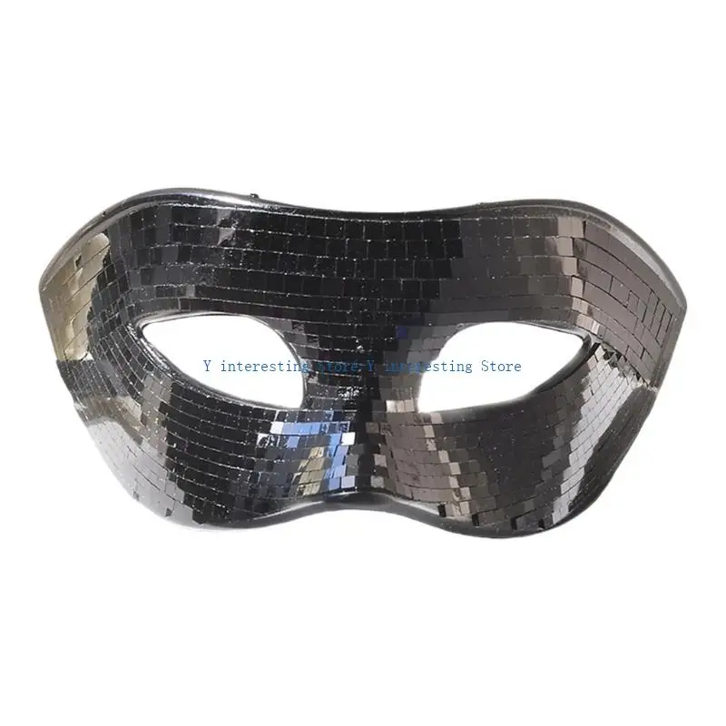 

896A Unique Glass Glittering Mask Eye Catching Glittering Discos Mask for Clubbing Birthdays and Celebration