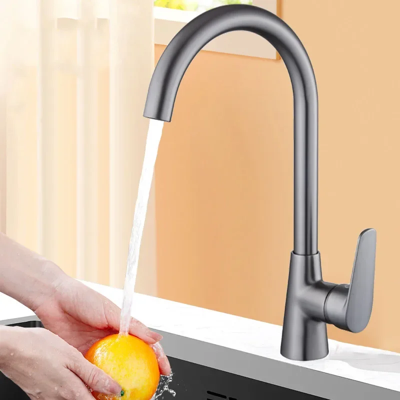 Gray Pull Out Kitchen Faucet Deck Mounted Flexible Hot And Cold Water Kitchen Sink Mixer Tap With Stream Shower Modes