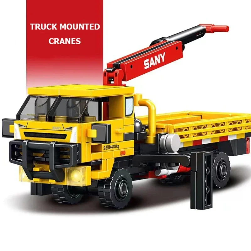 4in1 Rotary Drilling Rigs Building Blocks Kit City Construction Engineering Vehicle Excavator Crane Truck Bricks Kids Toys Gifts