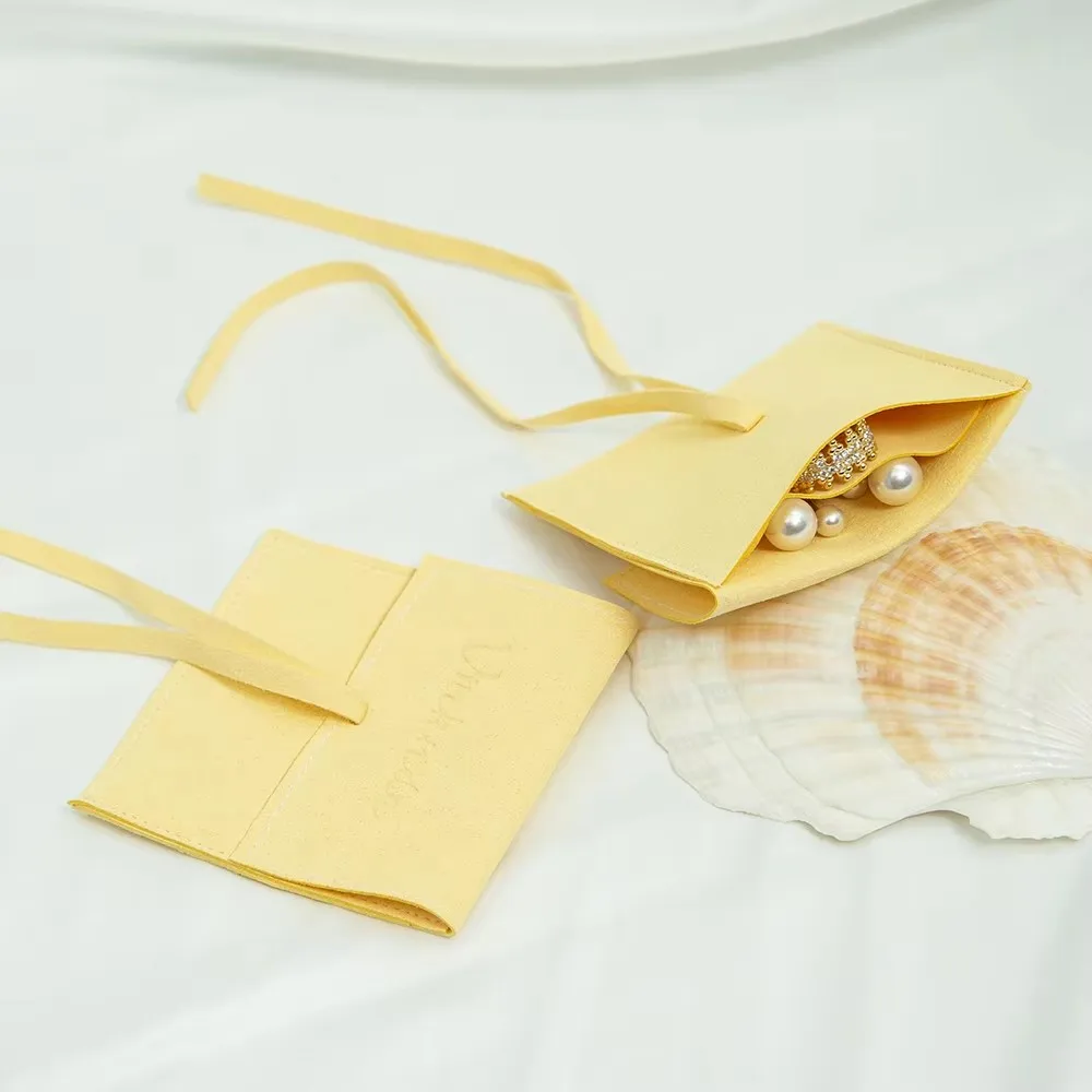 

100Pcs Personalized Logo Microfiber Velvet Jewelry Bag Envelope Pouches Present Rings Necklace Christmas Wedding Gift Packaging