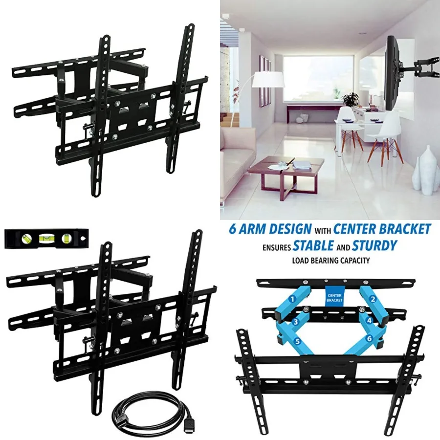 

Full Motion TV Wall Mount | Stable Dual Arm Articulating Bracket for 32-55 Inch TVs | Swivel, Tilt & Extend | Universal VESA Wall Mount for Flat Screen, LED, LCD, OLED | 115 lbs Capacity
