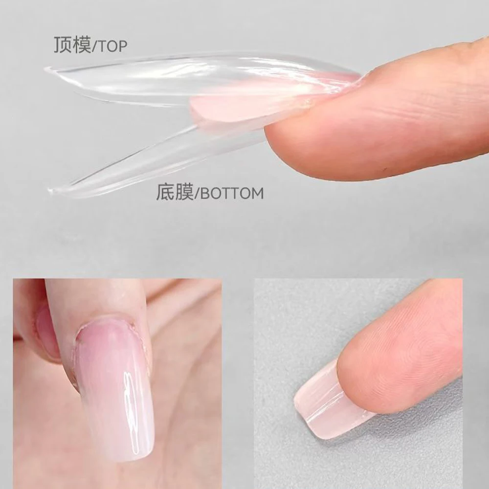 180 pçs novo sanduíche de caixão de amêndoa forma de unha dupla reutilizável 15 tamanhos molde inferior superior sanduíche formas duplas para extensão da arte do prego