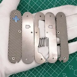 For 84mm SAK Custom Made Titanium TC4 Scales with TiMascus Cross for 84 mm Victorinox Swiss Army Knife Handle Pad Replacement