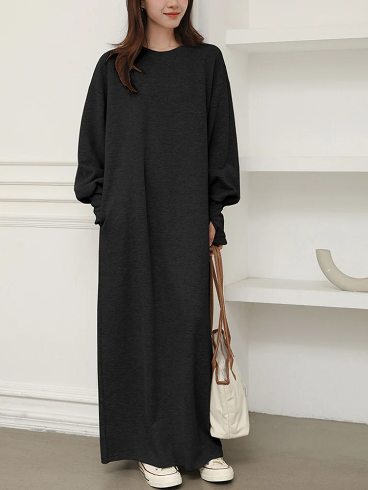 Ele Long Sve Sweat femme coupe ample minceur couleur genou longueur Dr coréen Sle décontracté Faion Dr