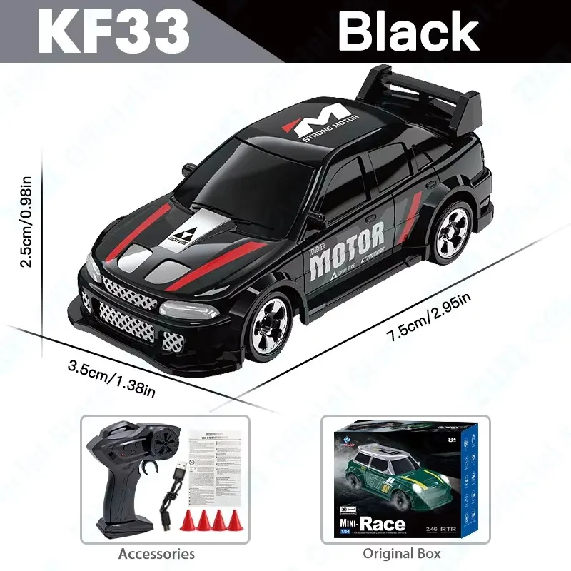 KF20 1/64 High Speed Drift RC Auto 2.4G 4WD Afstandsbediening Mini GTR Raceauto Model voor Jongens Kinderen Speelgoed Cadeau