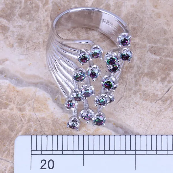 Pretty Colorful Black Cubic Zirconia Silver Plated Stamped Open Ring Size 5 / 6 / 7 / 8 / 9 / 10 S0223