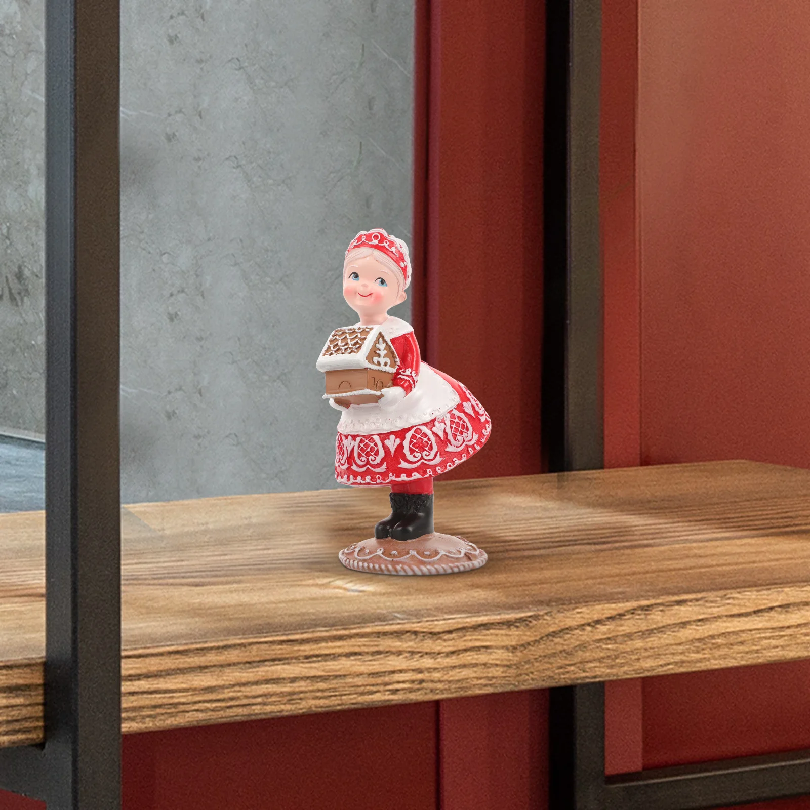 

2 Pieces Mrs Claus Christmas Statue Resin Craft Festive Decor for Living Room Patio Festival Gift Idea Christmas Decorations