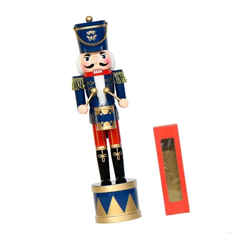 36 hölzerne Nussknacker-Trommelsoldat-Figur, Weihnachtspuppe, handbemalte Verzierung für B03E – Detail 4