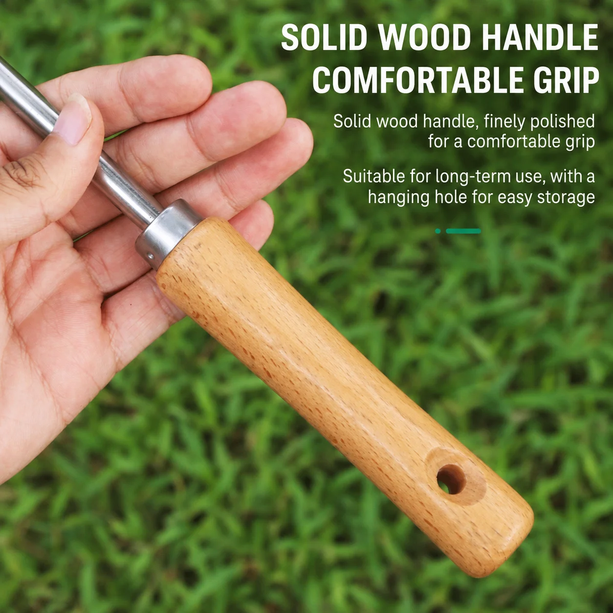 Rafford Crevice Weeder Root Remover, Stainless Steel L-Shaped Manual Garden Tool with Wooden Handle for Paving Gaps