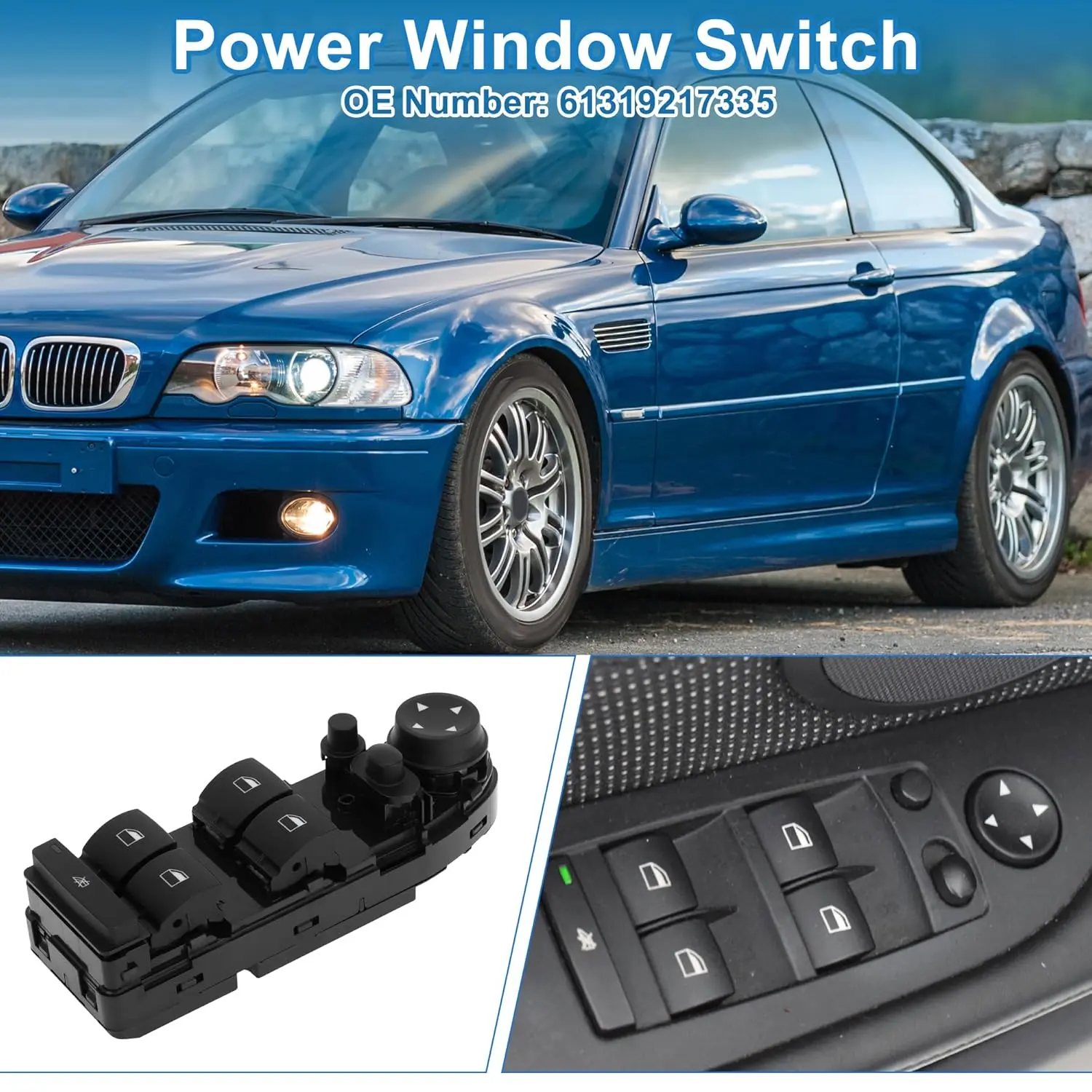 

61319132139 Переключатель стеклоподъемника 61319217335 Переключатель управления стеклоподъемником для BMW 325i 325xi 330i 330xi 2006, черный пластик 61319155504