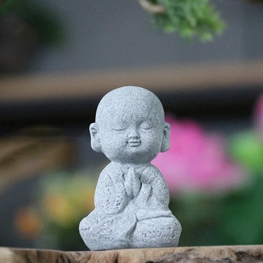 Baby Buddha Statue Chinese Style Sculpture Exquisite Little Monk Shape Fade-resistant Impeccable Craftsmanship Living Room