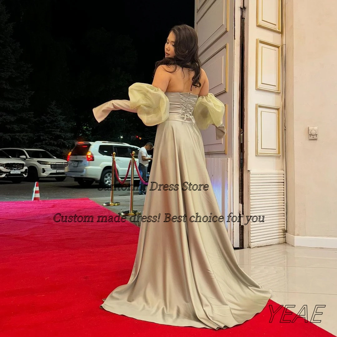 

Santorini Women Wear Customized Dress Sweetheart Lace Up Back Prom Dresses Long Sleeves Special Banquet Evening Party Gowns